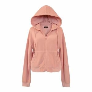 Suzie Kondi Salmon Terry Cloth Zip-Up Hoodie - Large